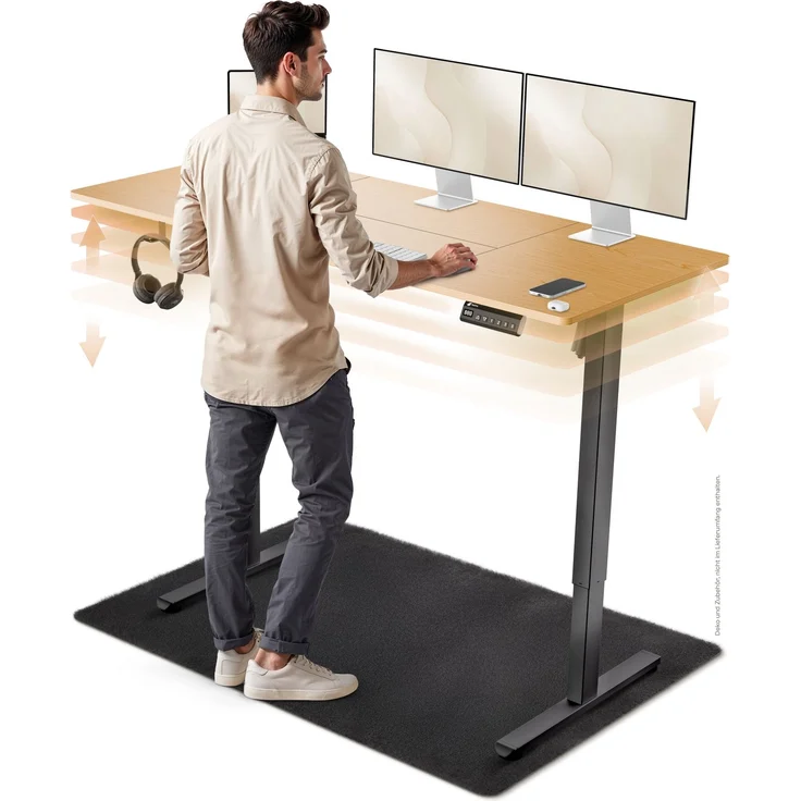 LUTIVO Foxtrot, Höhenverstellbarer Schreibtisch Elektrisch, Memory-Funktion und Kabelmanagement, 140 x 60 cm, Schwarz/Holz – Bild 6