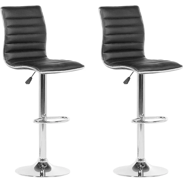Barhocker Kunstleder schwarz höhenverstellbar 2er Set LUCERNE