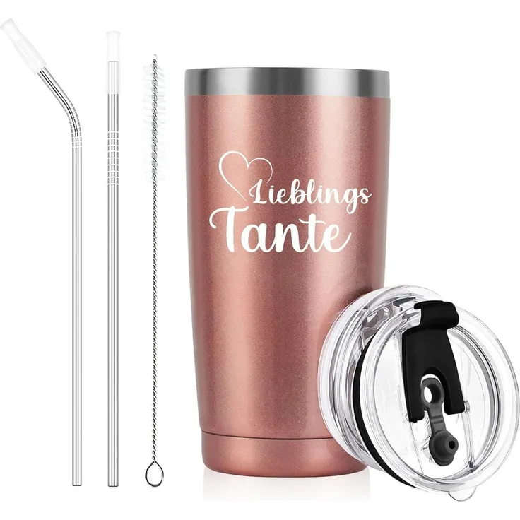 Livole Tante Geschenke Weihnachten Geburtstag,Thermobecher 600ml Edelstahl