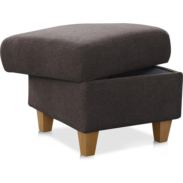 CAVADORE Polsterhocker Palera / Beistellhocker mit Stauraum, ideal als Fußhocker oder Sitzgelegenheit / 58 x 48 x 58 / Chenille, Braun