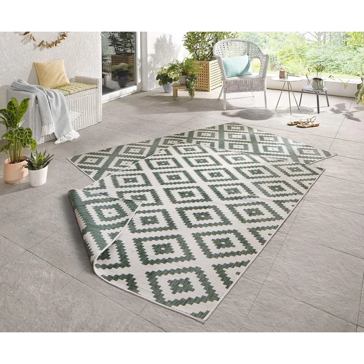 In- & Outdoor Teppich Malta Grün Creme - 200x290x0,5cm – Bild 1
