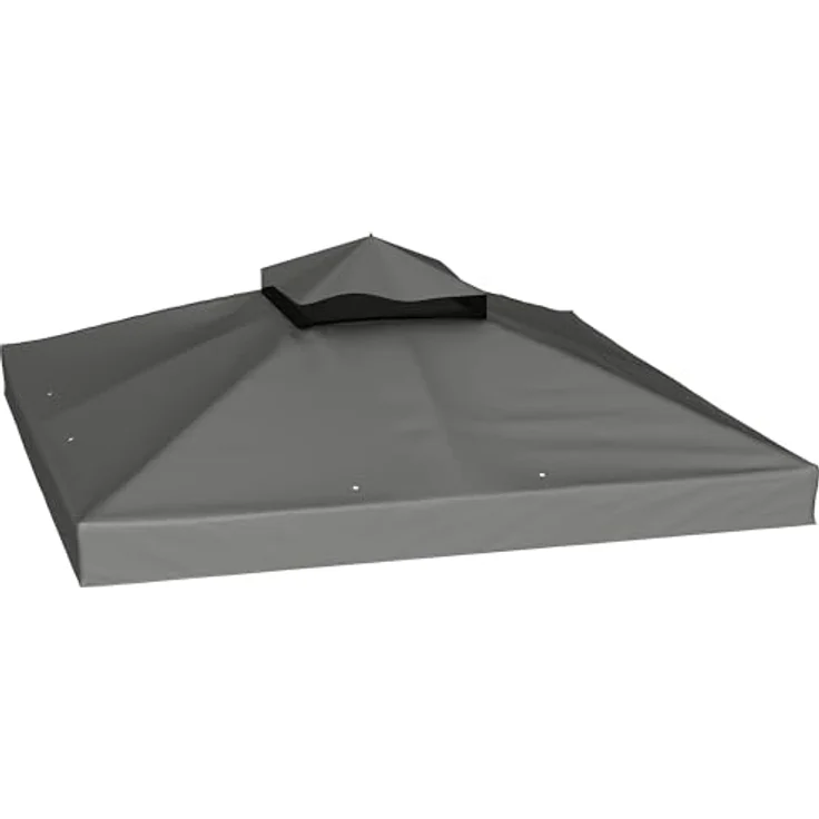 Outsunny Ersatzdach für Pavillon 3 x 3 m, wasserdichtes Doppeldach aus 600D Oxford-Stoff, 370 g/m², dunkelgrau, exkl. Rahmen – Bild 1