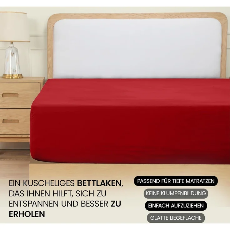 Utopia Bedding - Spannbettlaken 140x200 cm - Rot - Gebürstete Polyester-Mikrofaser Spannbetttuch - 35 cm Tiefe Tasche – Bild 6