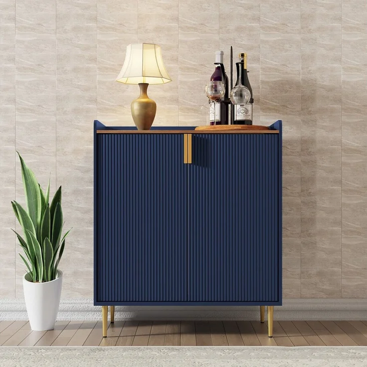 HOLTICO Weinschrank Multifunktionaler Bar-Schrank, moderner Kaffeetresen-Schrank (1-St) mit 9 Flaschenregalen, 6 Glas-Halterungen, Schublade & Regalen – Bild 4