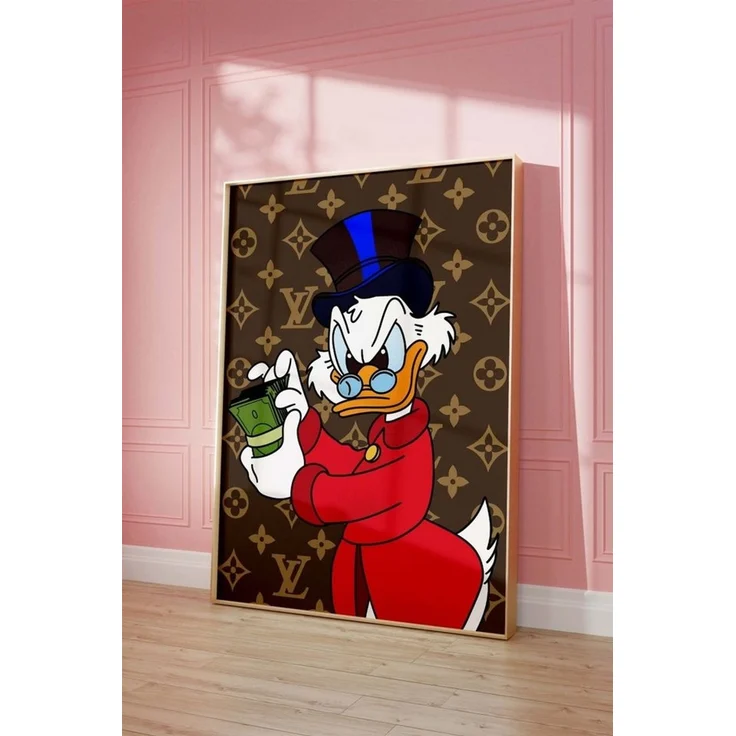 JUSTGOODMOOD Poster Reicher Cartoon Ente Charakter Luxus Geld llustration Pop Art Cartoon, (1 St) – Bild 3