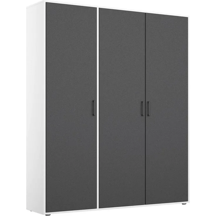 Rauch Möbel 'Voyager' Kleiderschrank, Holz, Grau Metallic | Weiß, Zubehör Classic, Breite 140 cm | ohne Schubladen
