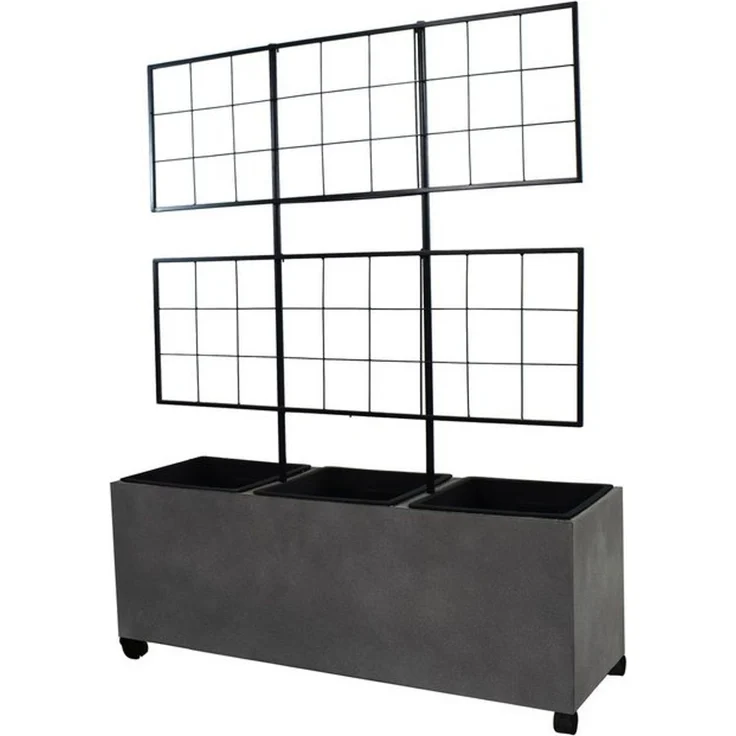 Dehner Blumentopf Milano, ca. 100 x 130 x 35 cm, Rollen/3 Pflanzeinsätzen, Pflanzkasten frostbeständig / UV-beständig / wetterfest, Leichtbeton – Bild 3