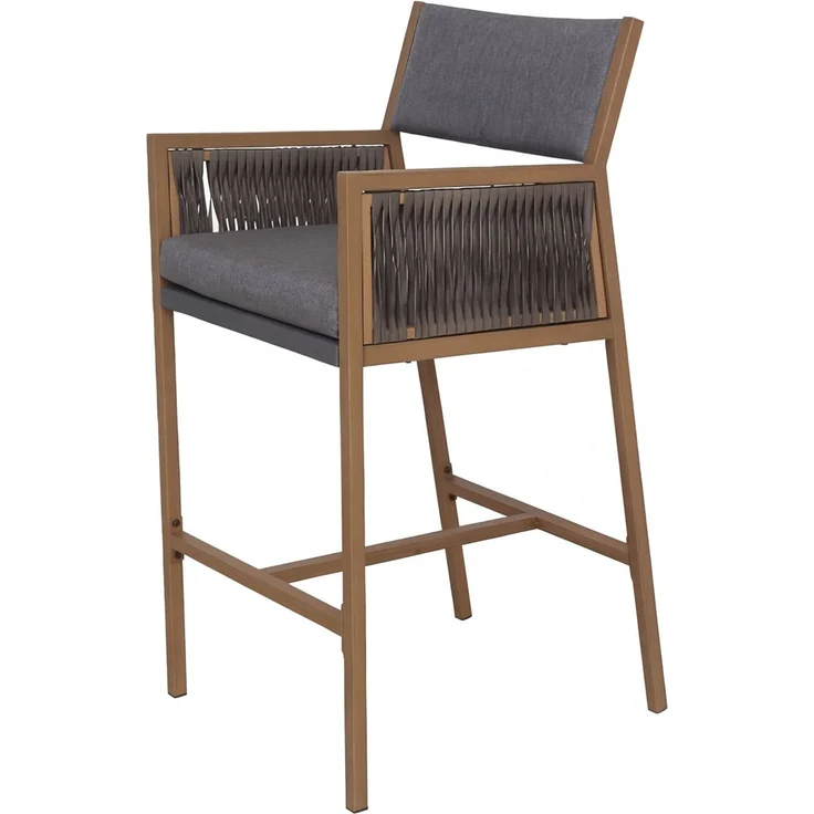 Set Bartisch + 2x Barhocker HWC-Q12, Barstuhl Stehtisch, Polyrattan Olefin (210 g/m²) ~ dunkelgrau – Bild 8