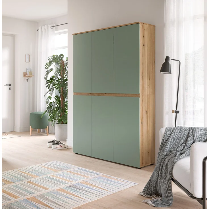 Universalschrank (B/H/T: 105x175x37 cm) in Smoke Green Nachbildung und Evoke Oak Nachbildung – Bild 5