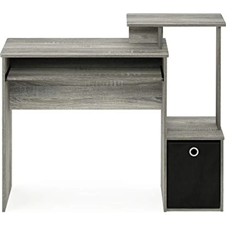 Furinno Econ Mehrzweck Home Office Computer Schreibtisch mit Ablage und Einschub, holz, Französische Eiche Grau/Schwarz, 40. 01x40. 01x86. 61 cm – Bild 10