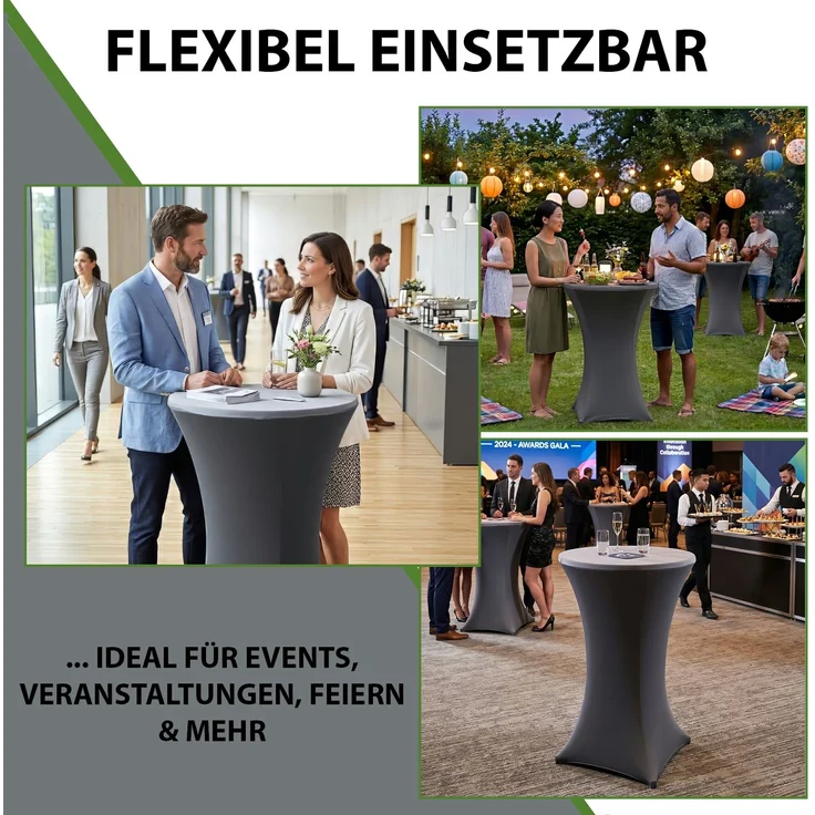 5x Stehtischhusse für Partytisch Ø 60-80cm anthrazit Bistrotisch Stehtischhusse Decke – Bild 3