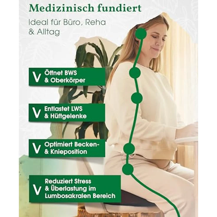 VitaL Kissen® Hüftkissen – ergonomisches orthopädisches Sitzkissen für Bürostühle – entlastet Rücken, Hüfte, Knie & LWS, rutschfeste Unterseite, Made in Germany – Bild 3