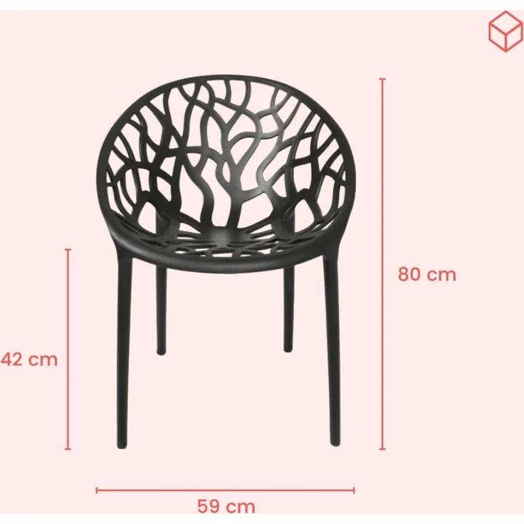BURI Susanne Design Gartenstuhl 80cm Stapelstuhl wetterfest - Kunststoff Balkonstuhl modern in schwarz oder weiß, bis 150kg Belastbarkeit – Bild 3