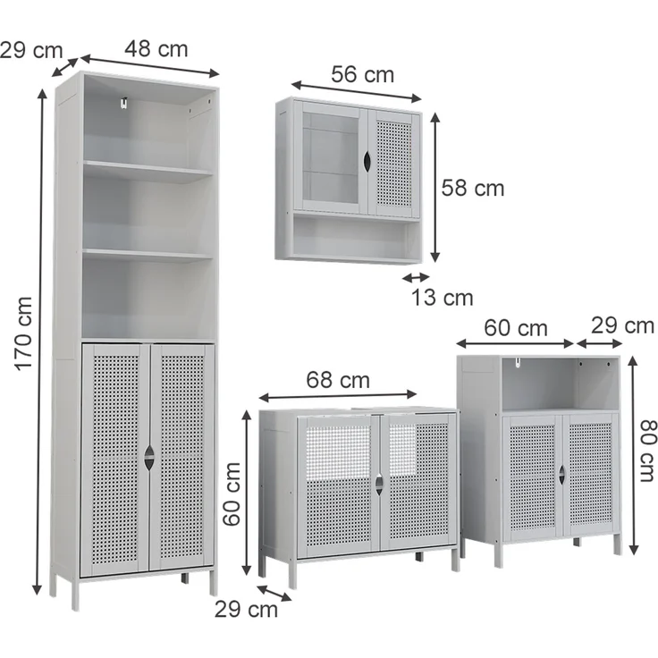 Badmöbel-Set Liora Weiß 4-teilig Vicco – Bild 2