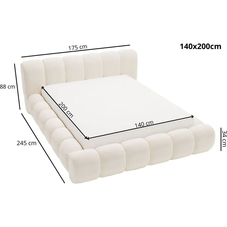 GRAINGOLD Doria Doppelbett 140x200, mit Kopfteil, Lattenrost, Bettkasten, Velour-Stoff, Dunkelgrau – Bild 5