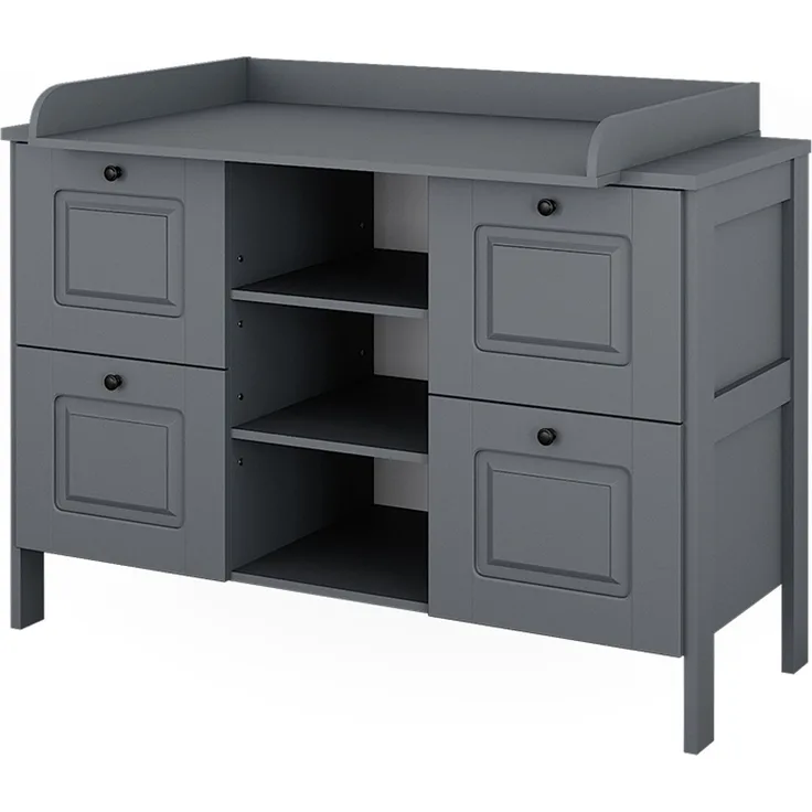 Wickelkommode Ajaton Grau 133 x 98.4 cm mit 4 Schubladen Vitalispa