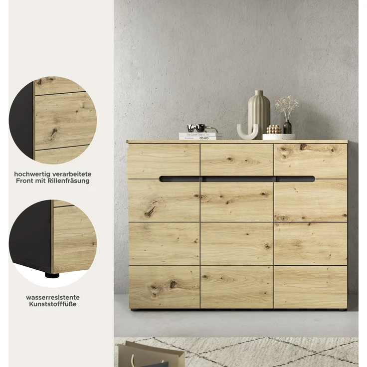 Schuhkommode (B/H/T: 120x94x37 cm) in Artisan Nachbildung – Bild 7