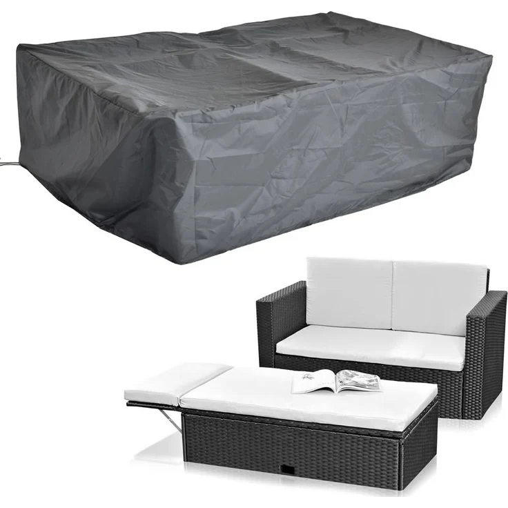 Schutzhülle 125x123x74 Schwarz Gartenmöbel Rattan Abdeckung Plane Haube Wetter – Bild 6