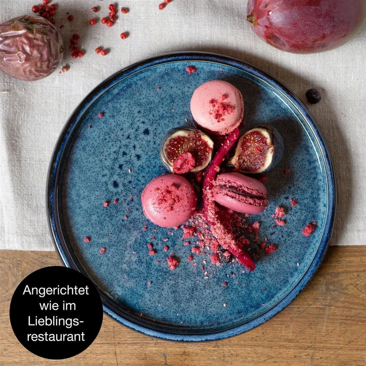 Moritz & Moritz Dessertteller SOLID 4x Dessertteller Blau, (4 St), Robustes Steinzeug, Spülmaschinengeeignet – Bild 2