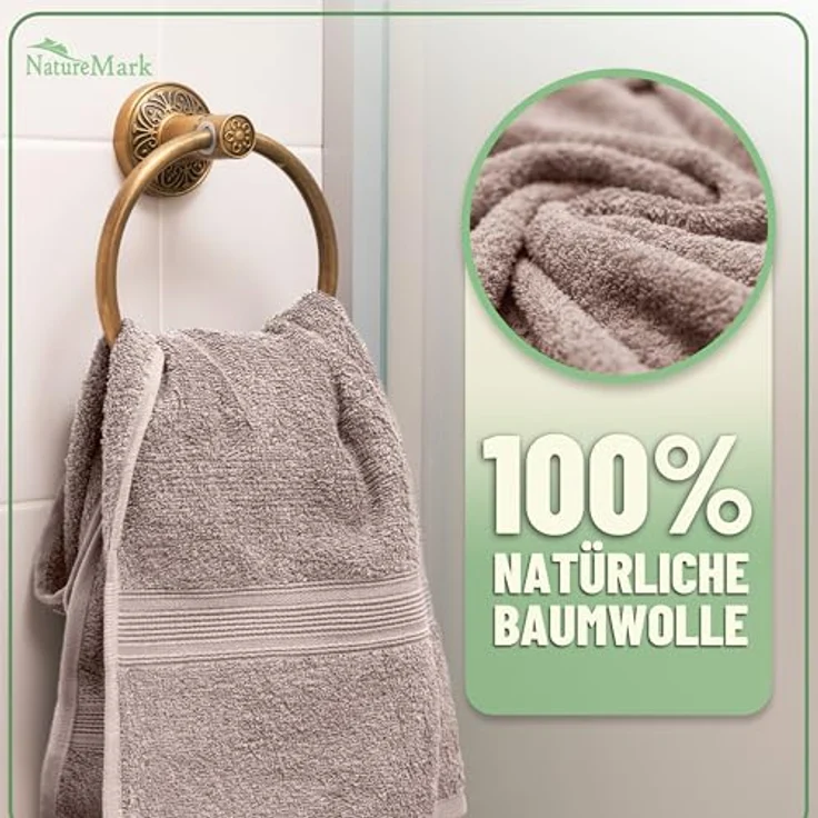 Green Mark Handtuch-Set mit 10 Teilen – 100% Baumwolle – 4 Handtücher 50×100 cm, 2 große Duschtücher 70×140 cm, 2 Gästetücher 30×50 cm und 2 Waschhandschuhe – Sand/Beige – Bild 4