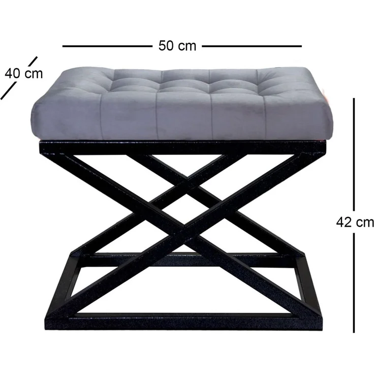 Hanah Home 'Capraz - Black, Grey v2' Pouffe, Schwarz / Grau, 50 x 42 x 40 cm – Bild 2