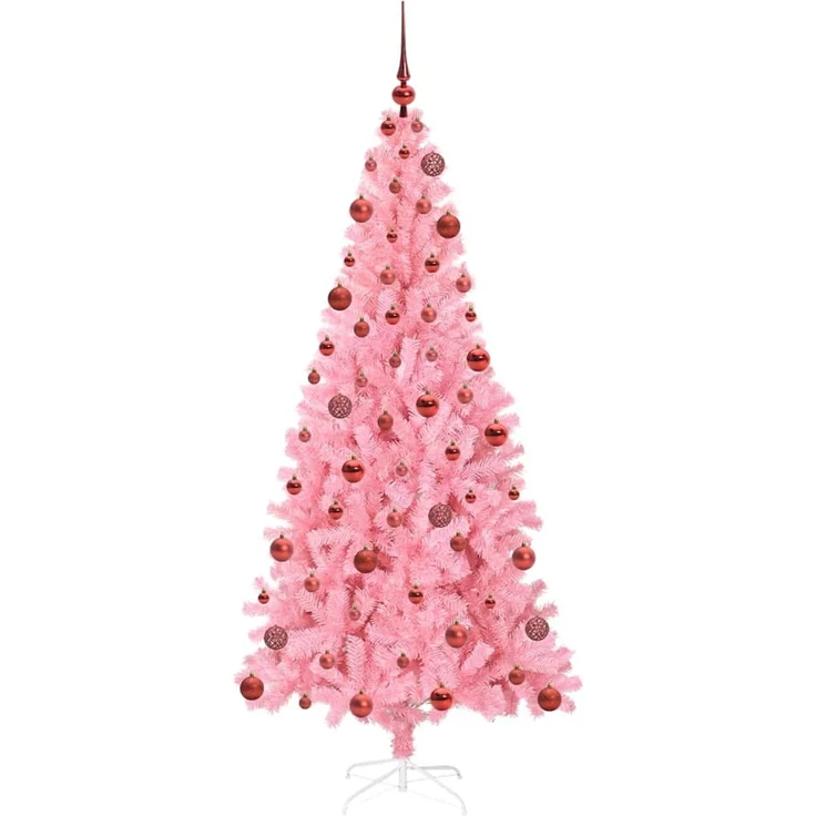 vidaXL Weihnachtsbaum mit LED-Beleuchtung Rosa 180 cm PVC und Stahl 3396429 – Bild 4