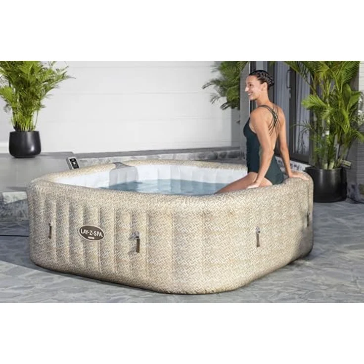 Bestway LAY-Z-SPA® Energiespar-Whirlpool Rome AirJet™ für 7 Personen, 201 x 201 x 71 cm, mit App-Steuerung, integrierter UltraFit™-Pumpeneinheit und Sandmarmor-Optik – Bild 5