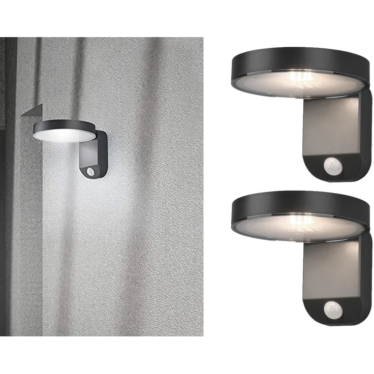 LED Solar Wandleuchte 2er Set Außenleuchten mit Bewegungsmelder in Anthrazit – Bild 1