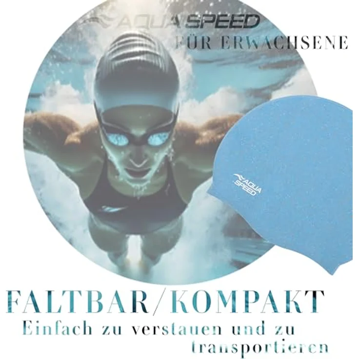 Aqua Speed Badekappe Recycelte Schwimmkappe mit 50% Silikon – Umweltfreundlich & weich (Umweltbewusste Schwimmkappe mit optimalem Sitz & Komfort), Badehaube mit ergonomischer Passform – Bequem & chlorresistent – Bild 4