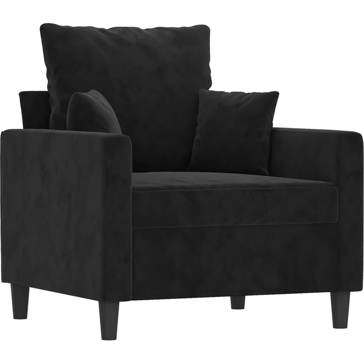 vidaXL Sessel mit Hocker Schwarz 60 cm Samt 3201102 – Bild 3