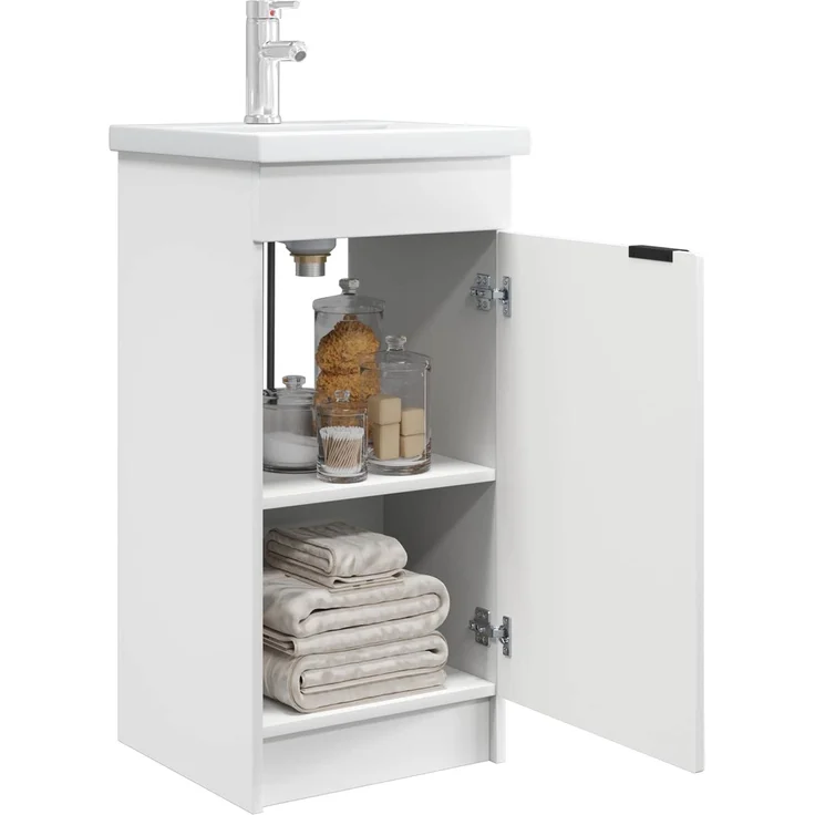vidaXL Badezimmerschrank mit Waschbecken Weiß 42 x 40 x 84,5 cm 890084 – Bild 3