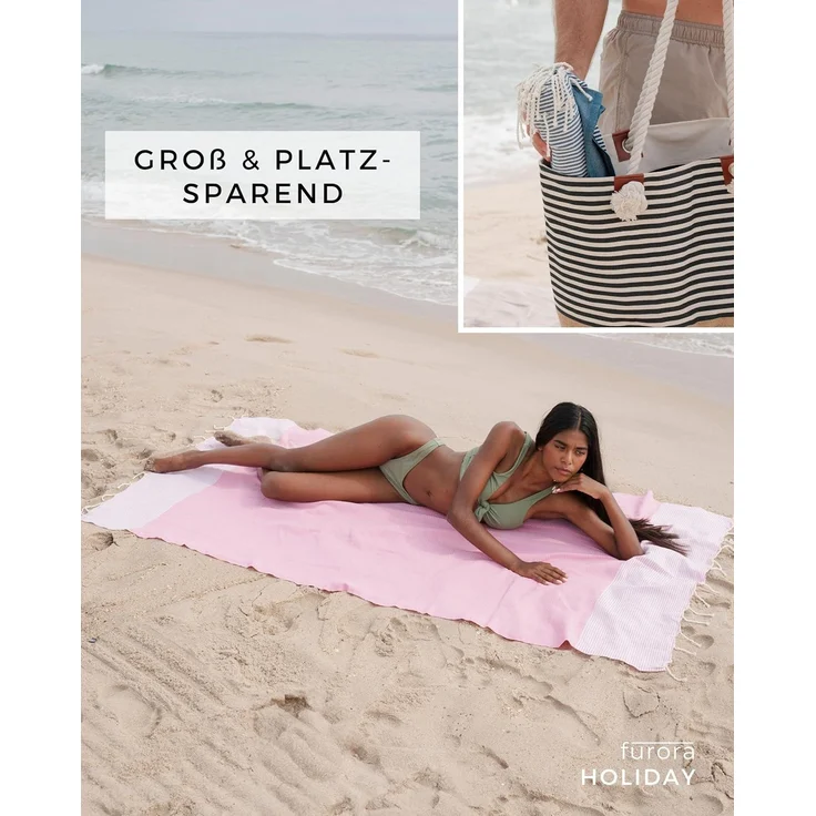 furora HOLIDAY Saunatuch Strandtuch Hamamtuch: groß 100x200 cm Saunatuch, Strandhandtuch dünn – Bild 3