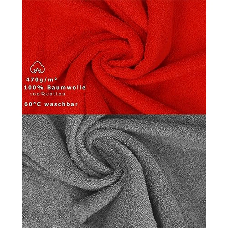 Betz Gästehandtücher 10 Stück Premium 30x50 cm Farbe rot und anthrazit, 100% Baumwolle (10-St) – Bild 4
