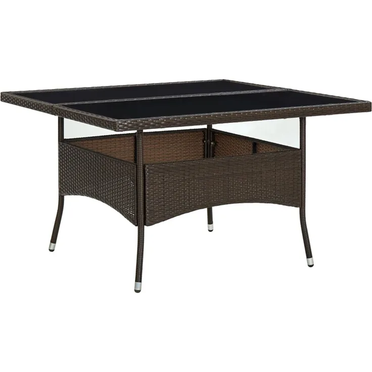 Gartentisch, Esstisch, Küchentisch Braun Poly Rattan und Glas