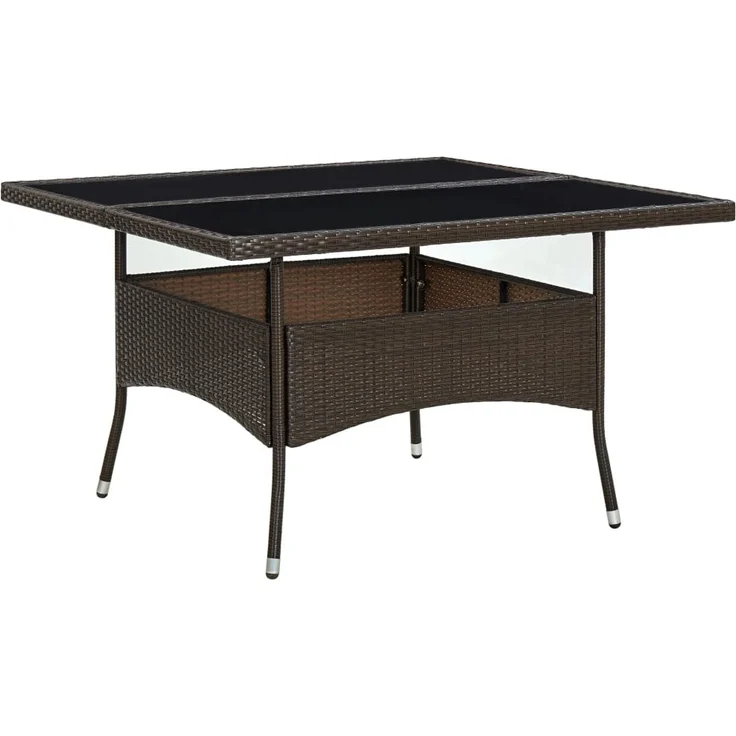 Gartentisch, Esstisch, Küchentisch Braun Poly Rattan und Glas – Bild 1