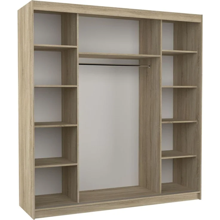 Schiebetürenschrank Schrank Nr. 415 in Schwarz matt- Spiegel 200 x 215 x 58 cm – Bild 2