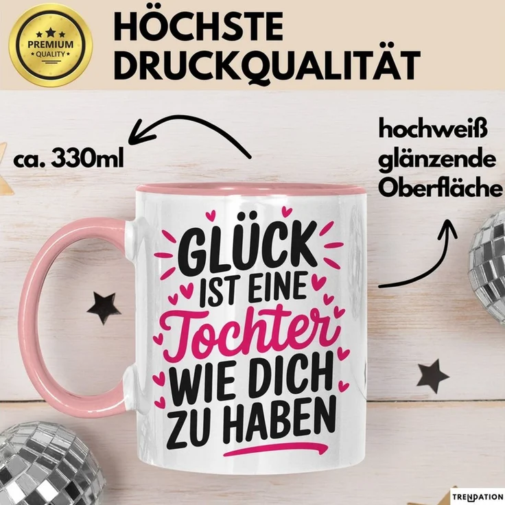 Trendation Tasse Tochter Tasse Geschenk Glueck Ist Eine Tochter Wie Dich Geschenkidee M, Keramik – Bild 3