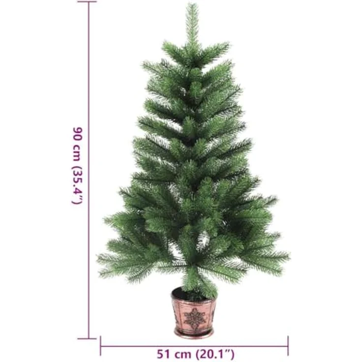 vidaXL Künstlicher Weihnachtsbaum Naturgetreue Nadeln 90 cm Grün 284327 – Bild 2