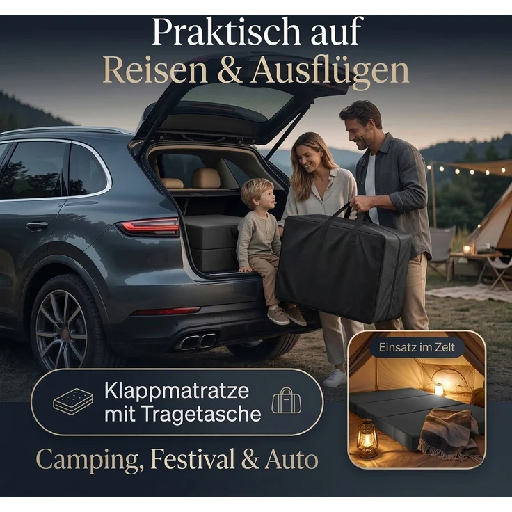 Arensberger Amalia Gästebett Klappmatratze 75x200 cm | 16 cm NANOCELL® Gelschaum | Faltmatratze mit Transporttasche für Gäste & Camping – Bild 6