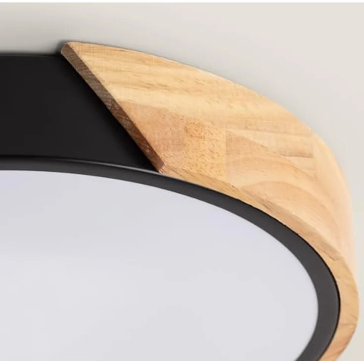 LEDKIA LIGHTING LED-Deckenleuchte 24W, CCT wählbar 2700-6500K, 1800 lm Lichtstrom, runde Holzoptik, Schwarz-Hauch für Wohnzimmer, Küche, Schlafzimmer – Bild 5