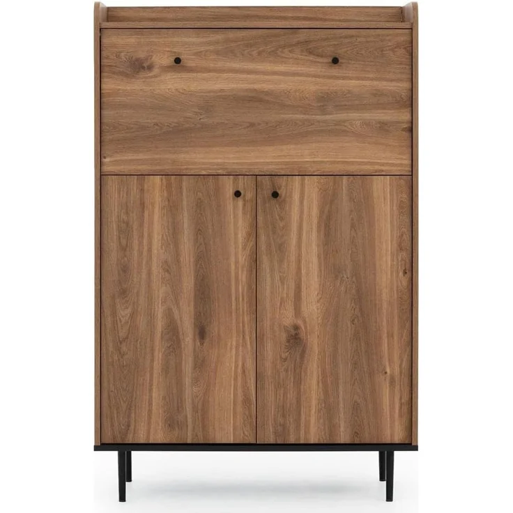 Lomadox Barschrank VAREDO-132 in Eiche Nb. Wohnzimmer Möbel im modernen Vintage Design 90/140/40 cm – Bild 5