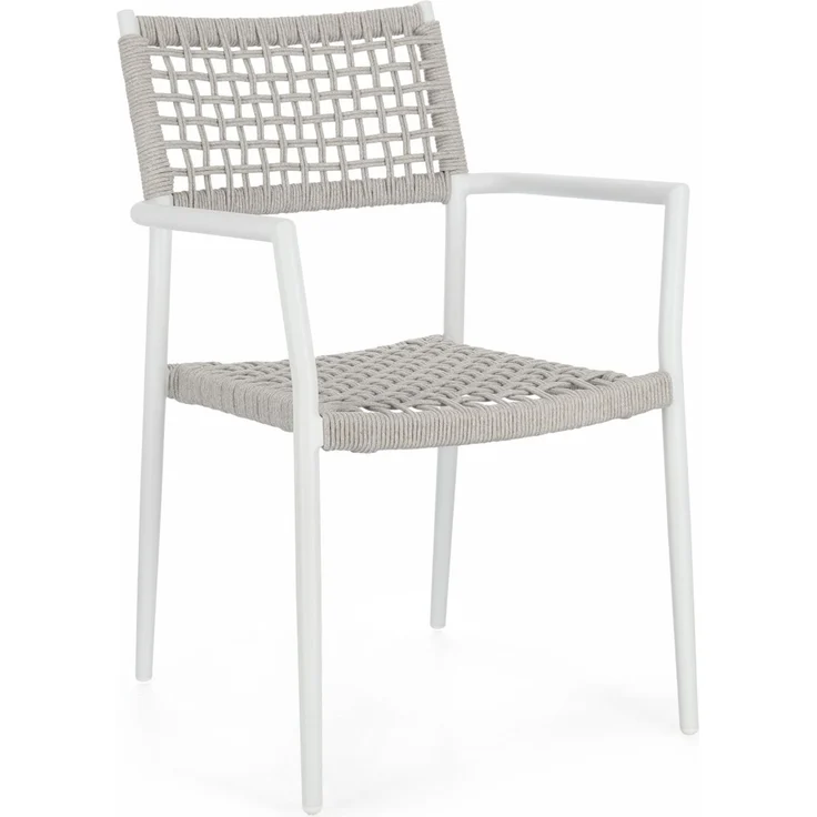 Gartenstuhl Caleta aus Aluminium, modern stapelbar, hellgrau weiß, Outdoor geeignet – Bild 1