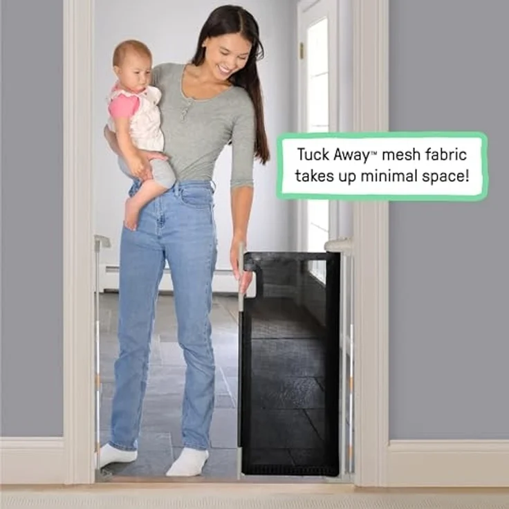 Summer by Ingenuity Die Thruway 52W - Haustier- und Kindergitter mit ausziehbarem Netz, für Öffnungen bis 132 cm, Befestigung mit Hardware, Installation an Wand/Türrahmen - Schwarz – Bild 5