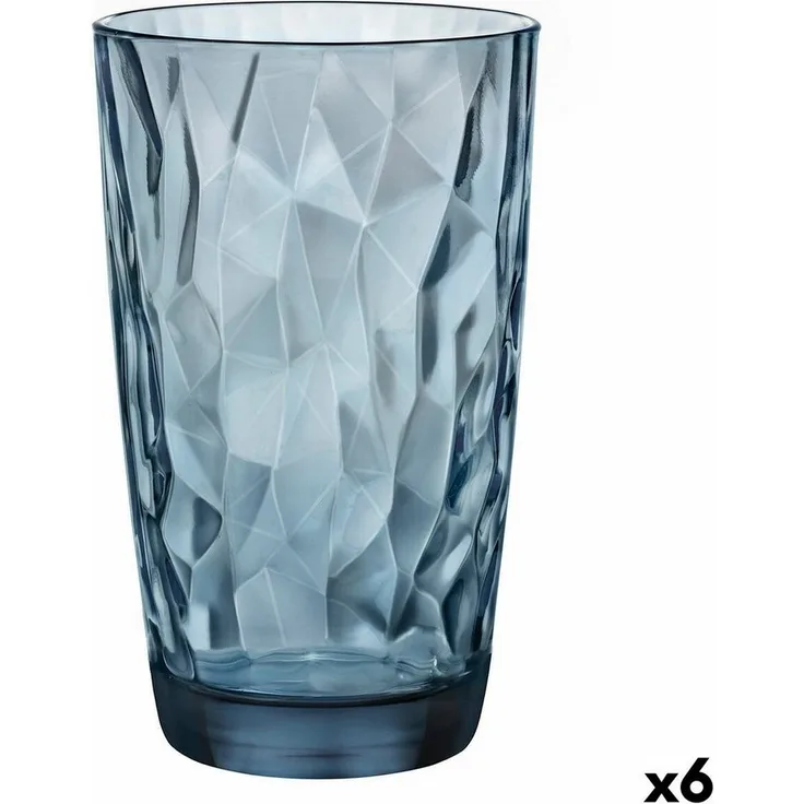 Trinkglas Bormioli Rocco Diamond Blau Glas 470 ml (6 Stück) Default Title