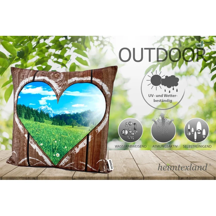 heimtexland Â® Outdoorkissen Lotus Effekt 45x45 Garten Dekokissen Wasserabweisend Outdoor Lounge Deko Kissen Typ742 Alpen Herz – Bild 3