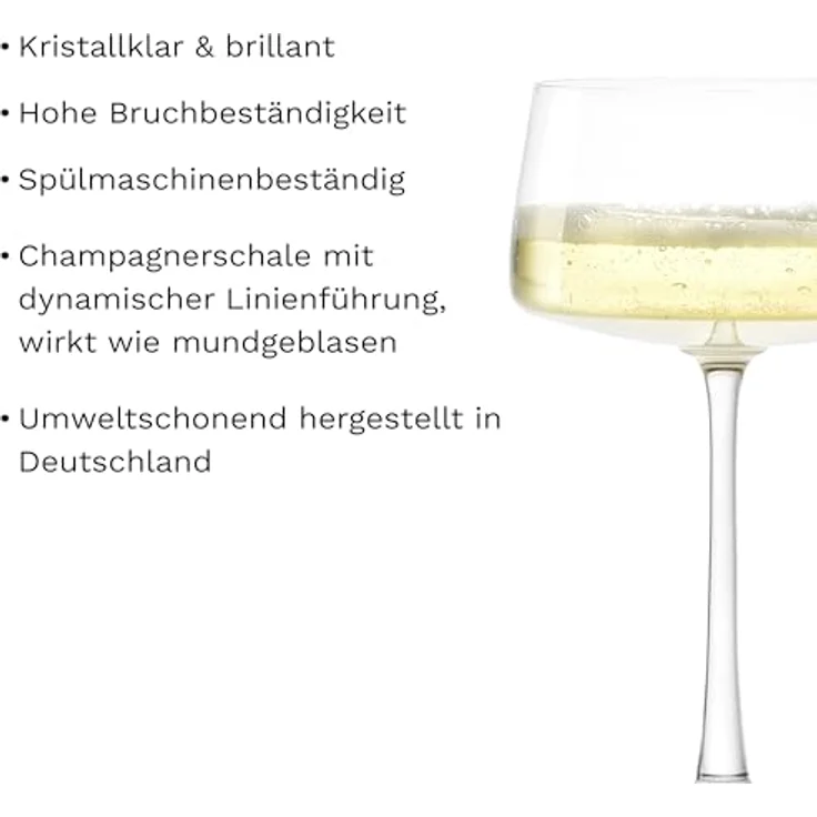 Stölzle Lausitz Champagnerschalen Power 2er-Set 275 ml – Elegante Kristallgläser ideal für Champagner, Sekt & Prosecco – Hochwertige Sektgläser aus deutscher Herstellung – Spülmaschinen- & Stoßfest – Bild 3