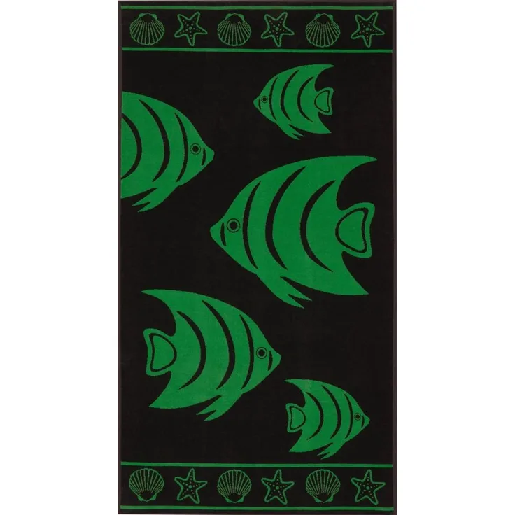 Delindo Lifestyle Strandtuch Tropical FISCHE, XXL Strandlaken aus 100% ägyptischer Baumwolle, (1-St), Jacquard-gewebtes Motiv
