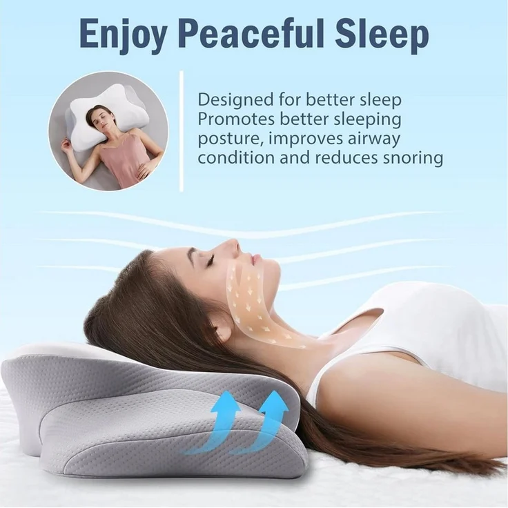Refined Living Nackenstützkissen Nackenkissen, Orthopädisches Memory-Foam-Kissen, Schlafkissen, Füllung: Hochwertiger Memory-Schaum, Ideal für Rücken-, Bauch- und Seitenschläfer Bauchschläfer, Orthopädisches Kissen, 2 in 1 Ergonomisches Nackenstützkiss...