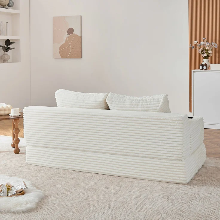 ZUBALIYA Sofa mit LED - Beleuchtung, mit Stauraum, mit Cordbezug, mit breiten Armlehnen, ohne aufwendige Montage – Bild 17