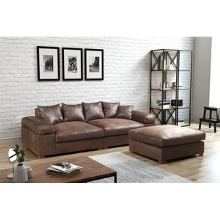 Big Sofa Megasofa Riesensofa AREZZO - Vintage Braun inkl. Hocker – Bild 4